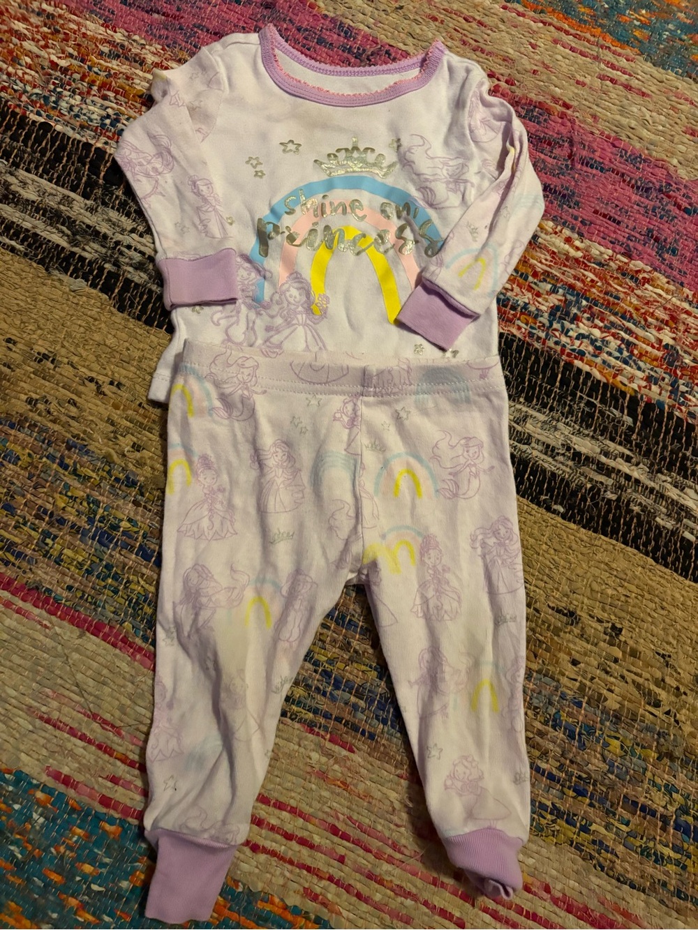Disney Lilac Princess Rainbow Pajamas with Gold Accent